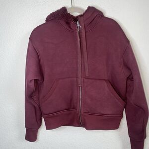 Athleta Sherpa Reversible sweater teddy gym XS Soft #511682 hoodie cozy gorp